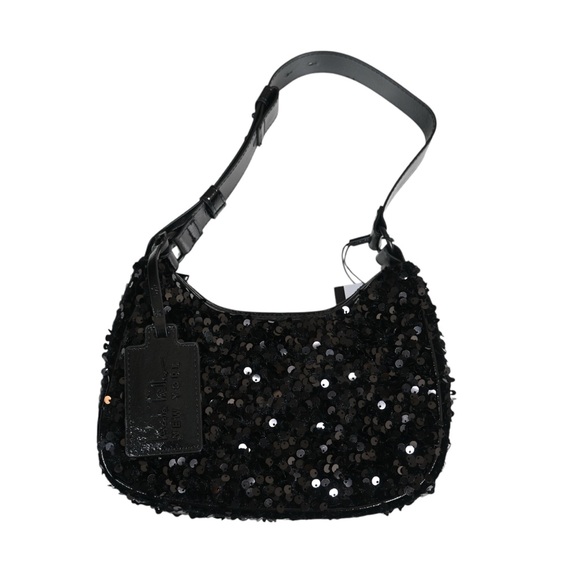 Nicole Miller Black Sequin Shoulder Handbag NEW - Picture 1 of 9